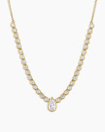 Lab Grown Diamond Pear Charm Row Necklace || option::14K Solid Gold