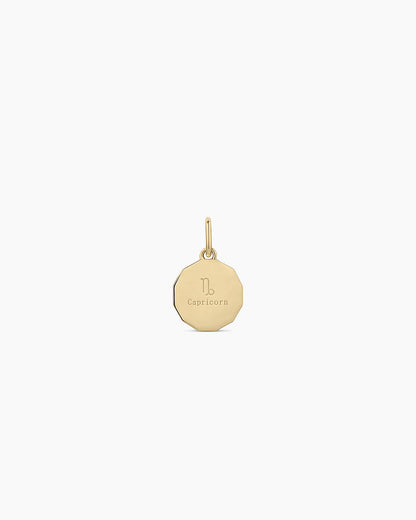 Diamond Zodiac Coin Charm || option::14K Solid Gold, Capricorn