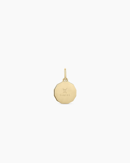 Diamond Zodiac Coin Charm || option::14K Solid Gold, Gemini