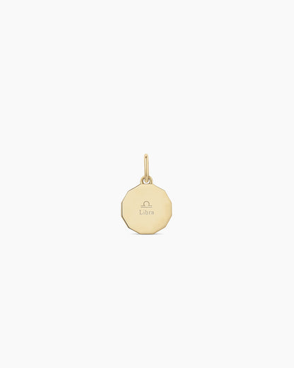 Diamond Zodiac Coin Charm || option::14K Solid Gold, Libra
