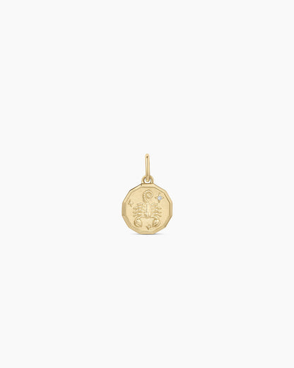 Diamond Zodiac Coin Charm || option::14K Solid Gold, Scorpio