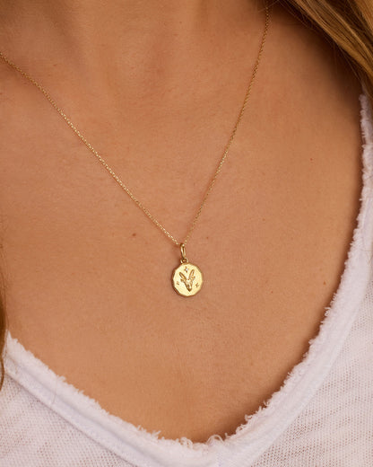 Diamond Zodiac Coin Charm || option::14K Solid Gold, Sagittarius