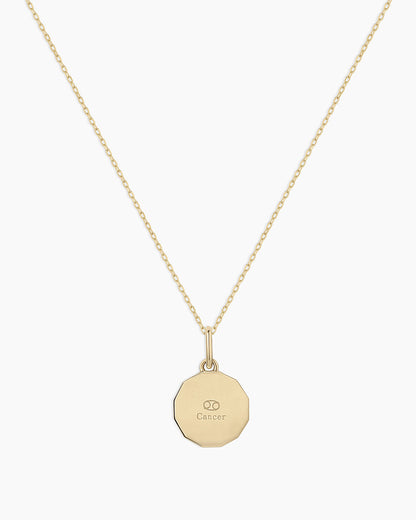 Diamond Zodiac Coin Charm Necklace || option::14K Solid Gold, Cancer