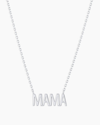 14K White Gold Mama Necklace || option::14K Solid White Gold