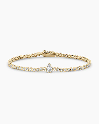 Lab Grown Diamond Pear Charm Tennis Bracelet || option::14K Solid Gold, 7 in.
