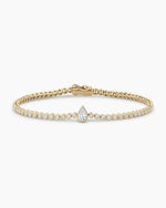 Lab Grown Diamond Pear Charm Tennis Bracelet || option::14K Solid Gold, 6 in.
