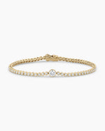 Lab Grown Diamond Circle Charm Tennis Bracelet || option::14K Solid Gold, 6 in.
