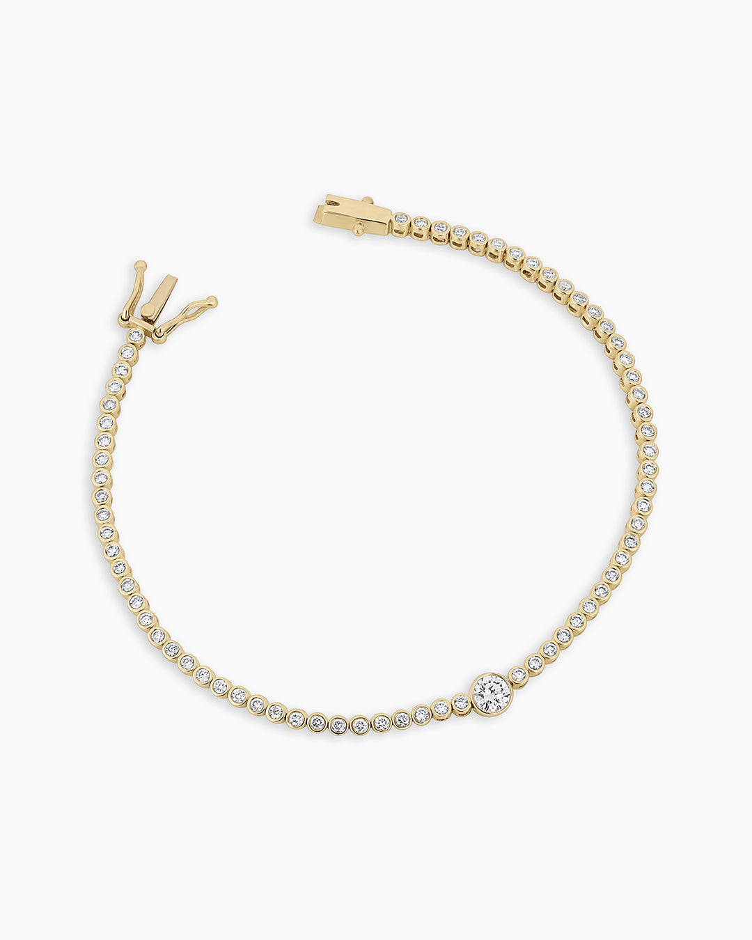 Lab Grown Diamond Circle Charm Tennis Bracelet || option::14K Solid Gold, 7 in.
