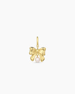 Bow Pearl Parker Charm || option::18K Gold Plated
