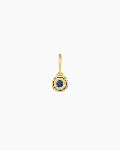 Birthstone Parker Charm || option::18K Gold Plated, Blue Sapphire - September