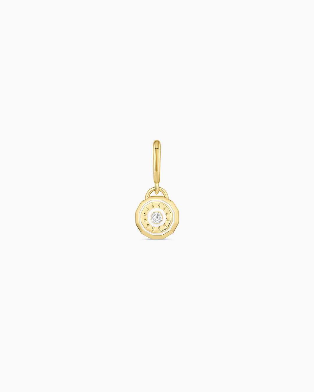 Birthstone Parker Charm || option::18K Gold Plated, White Sapphire - April