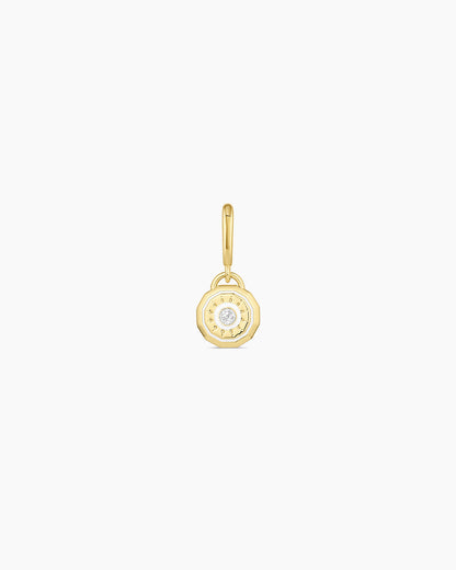 Birthstone Parker Charm || option::18K Gold Plated, White Sapphire - April
