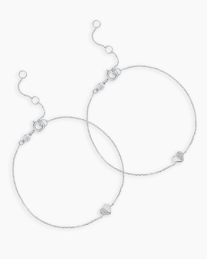 Diamond Bond Bracelet || option::14K Solid White Gold, Set
