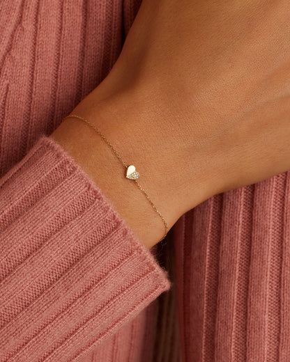 Diamond Bond Bracelet Set || option::14K Solid Gold, Single - Diamonds Right