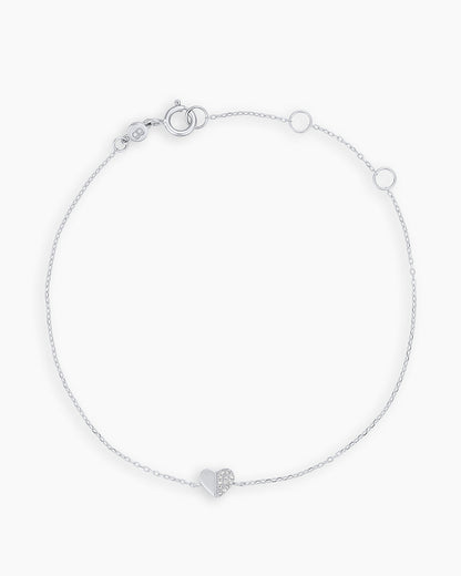 Diamond Bond Bracelet || option::14K Solid White Gold, Single - Diamonds Right