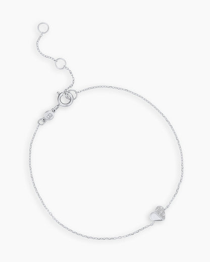Diamond Bond Bracelet || option::14K Solid White Gold, Single - Diamonds Right