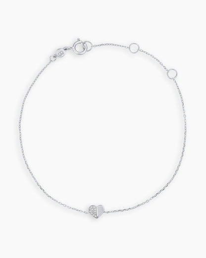 Diamond Bond Bracelet || option::14K Solid White Gold, Single - Diamonds Left