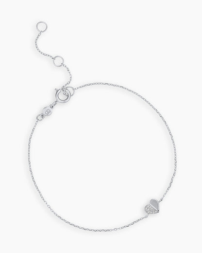 Diamond Bond Bracelet || option::14K Solid White Gold, Single - Diamonds Left