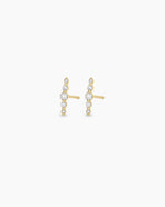 Elle Diamond Row Studs || option::14K Solid Gold