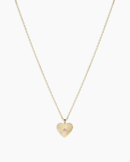 Pink Sapphire Vintage Heart Necklace || option::14K Solid Gold