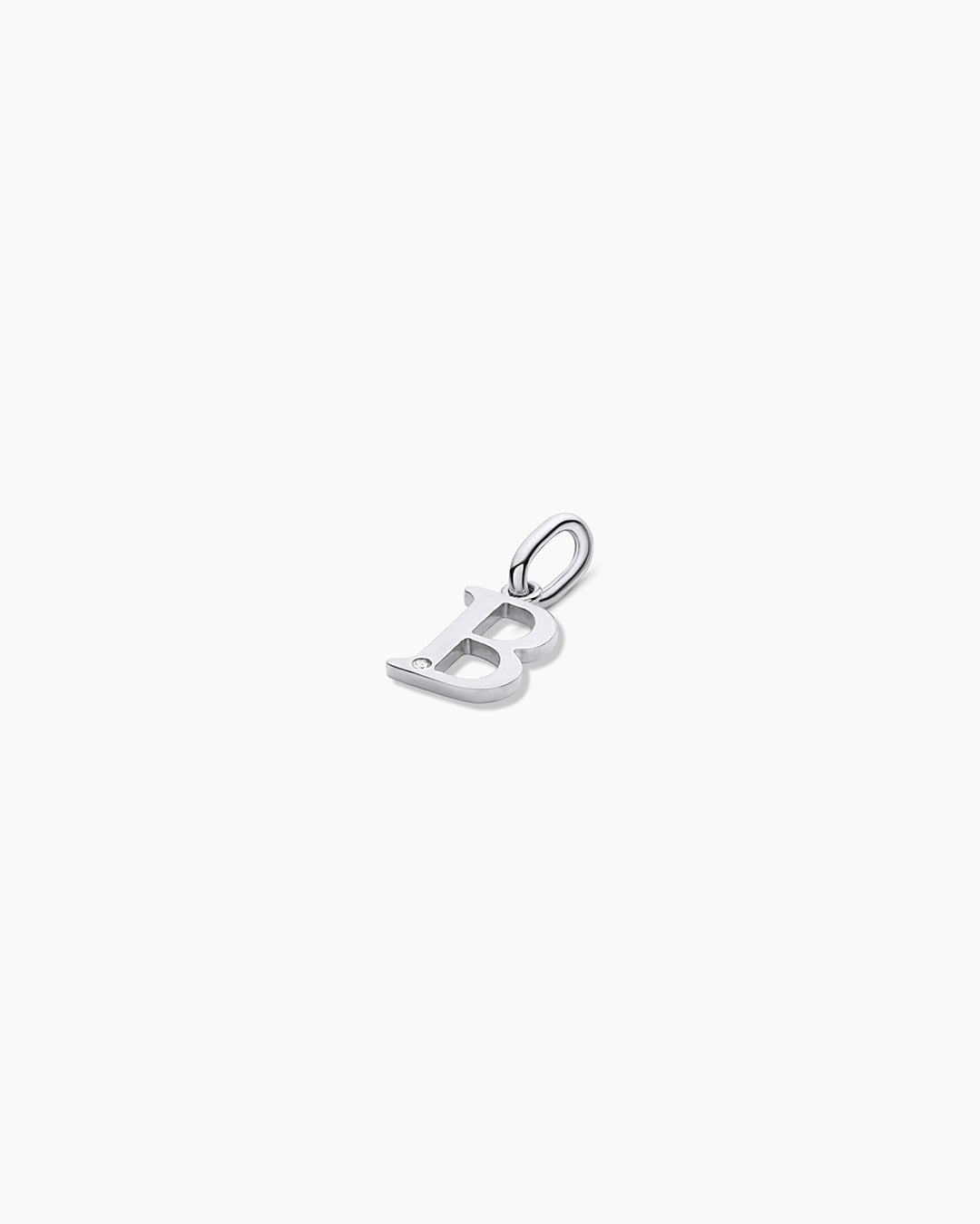 Diamond Vintage Alphabet Charm || option::14K Solid White Gold, B