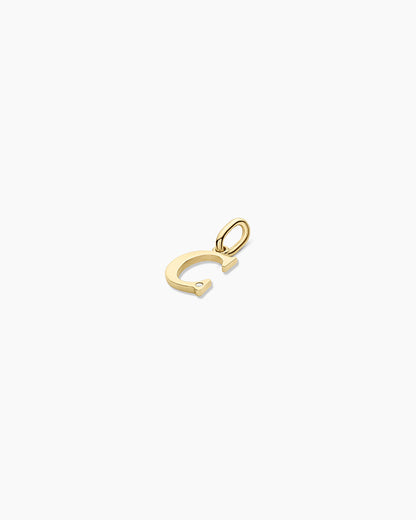 Diamond Vintage Alphabet Charm || option::14K Solid Gold, C
