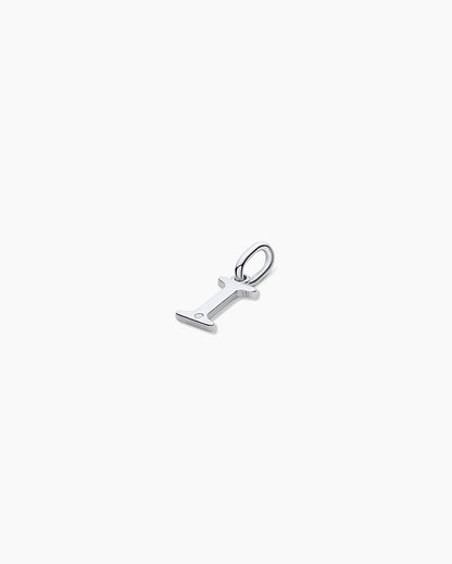 Diamond Vintage Alphabet Charm || option::14K Solid White Gold, I