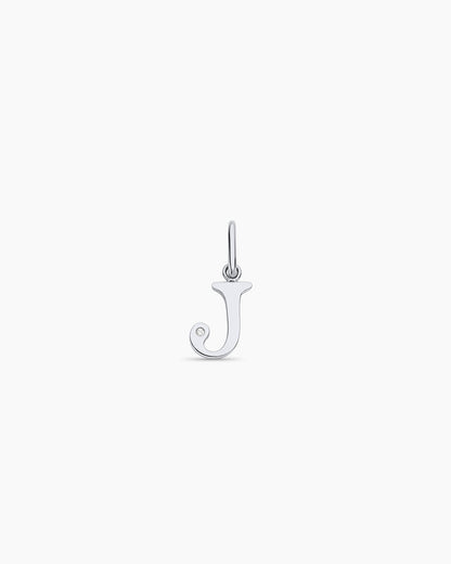 Diamond Vintage Alphabet Charm || option::14K Solid White Gold, J