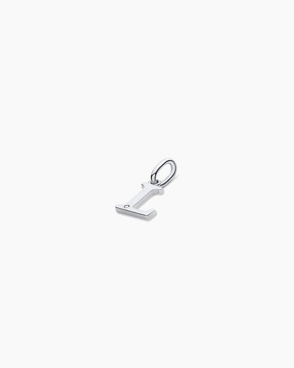 Diamond Vintage Alphabet Charm || option::14K Solid White Gold, L