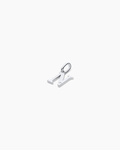 Diamond Vintage Alphabet Charm || option::14K Solid White Gold, N