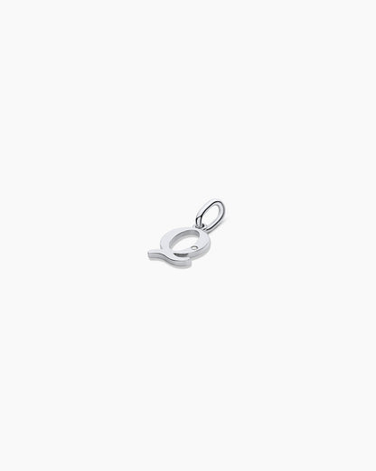 Diamond Vintage Alphabet Charm || option::14K Solid White Gold, Q