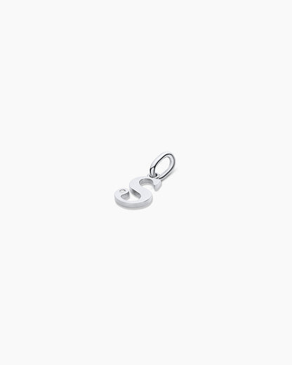 Diamond Vintage Alphabet Charm || option::14K Solid White Gold, S