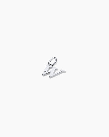 Diamond Vintage Alphabet Charm || option::14K Solid White Gold, W