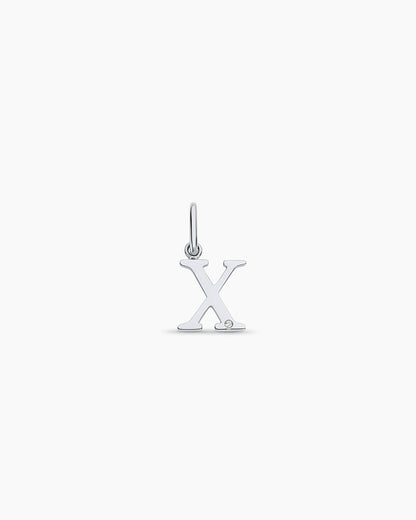 Diamond Vintage Alphabet Charm || option::14K Solid White Gold, X