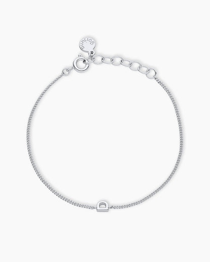 Wilder Mini Alphabet Bracelet || option:: Silver Plated, D