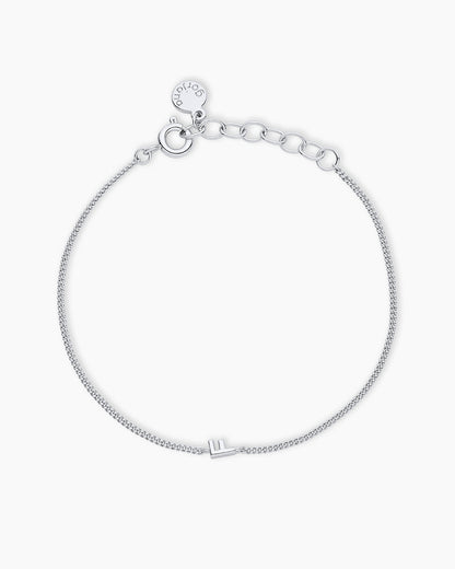 Wilder Mini Alphabet Bracelet || option:: Silver Plated, F