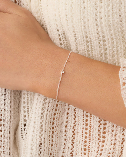 Wilder Mini Alphabet Bracelet || option:: Silver Plated, P