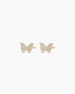 Diamond Butterfly Studs || option::14K Solid Gold