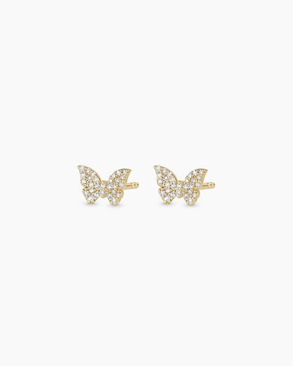 Diamond Butterfly Studs || option::14K Solid Gold