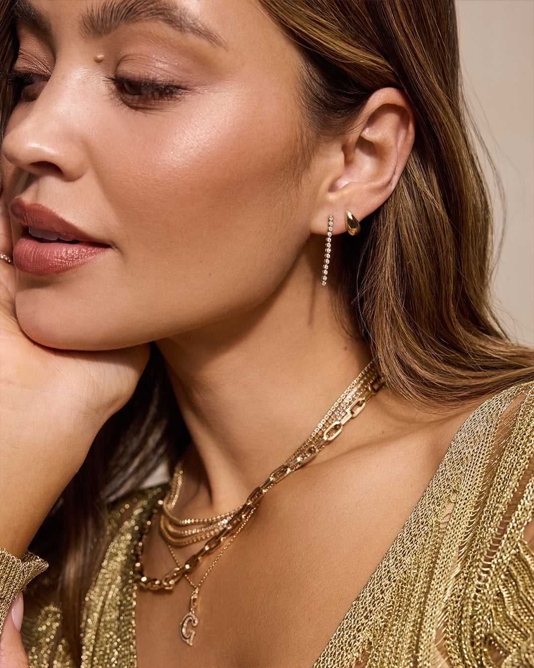 Lab Grown Diamond Classic Tennis Drop Single Earring