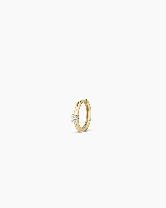 Diamond Solitaire Huggie || option::14K Solid Gold