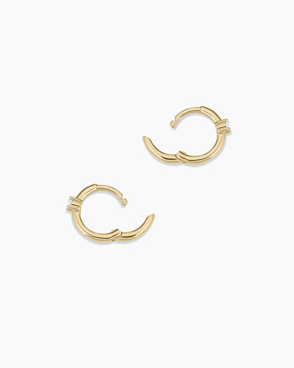 Diamond Solitaire Huggies || option::14K Solid Gold