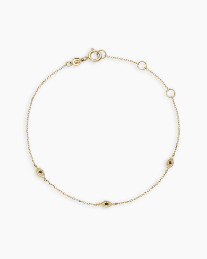 Black Onyx Evil Eye Bracelet || option::14K Solid Gold