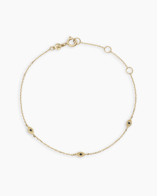 Black Onyx Evil Eye Bracelet || option::14K Solid Gold