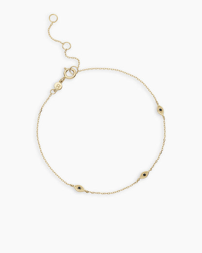 Black Onyx Evil Eye Bracelet || option::14K Solid Gold