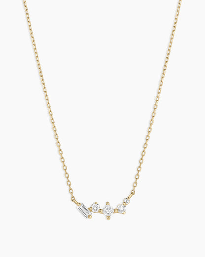 Diamond and White Sapphire Amara Cluster Necklace || option::14K Solid Gold