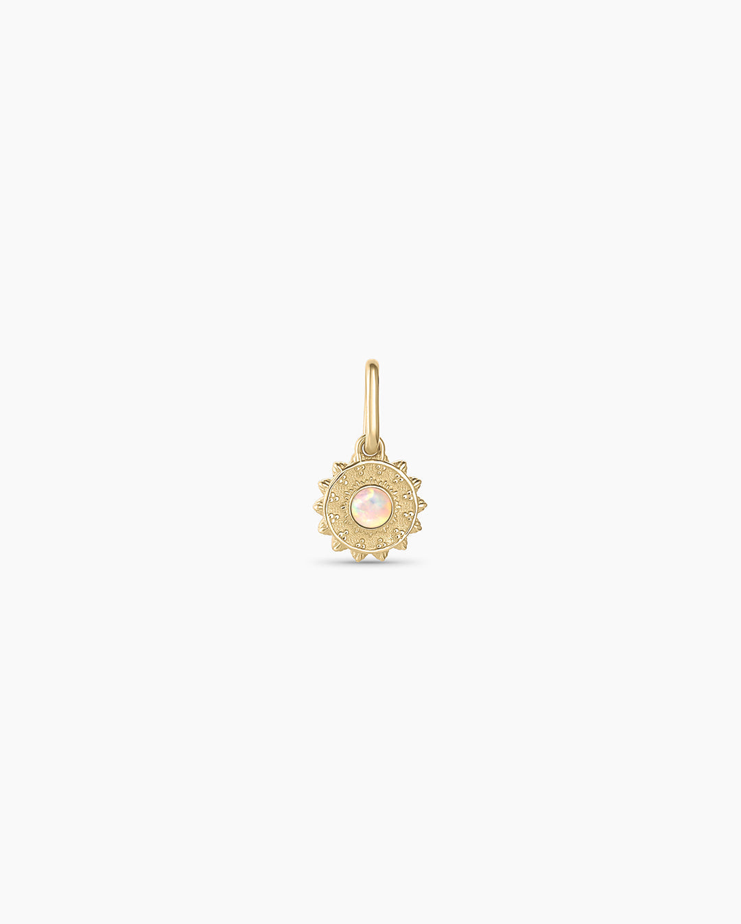 Sun Birthstone Charm || option::14K Solid Gold, Opal - October