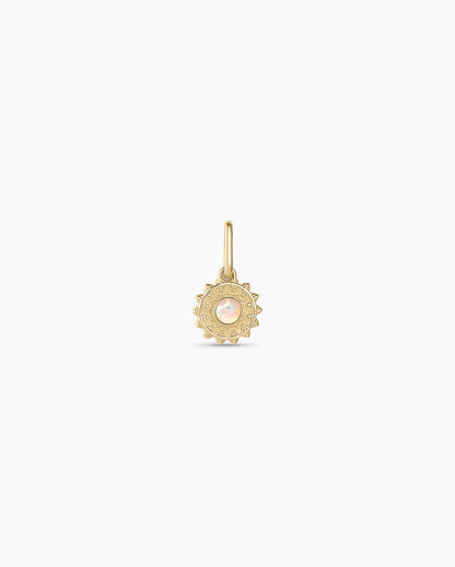 Sun Birthstone Charm || option::14K Solid Gold, Opal - October