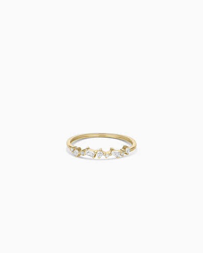 Diamond and White Sapphire Amara Cluster Ring || option::14K Solid Gold