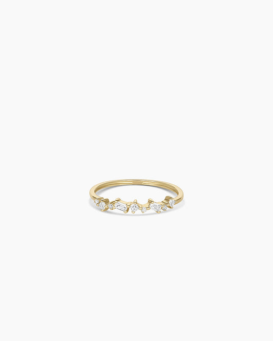 Diamond and White Sapphire Amara Cluster Ring || option::14K Solid Gold